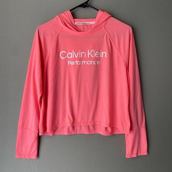 Calvin Klein sz M coral‎ pink performance hooded top NWOT - Picture 1 of 8